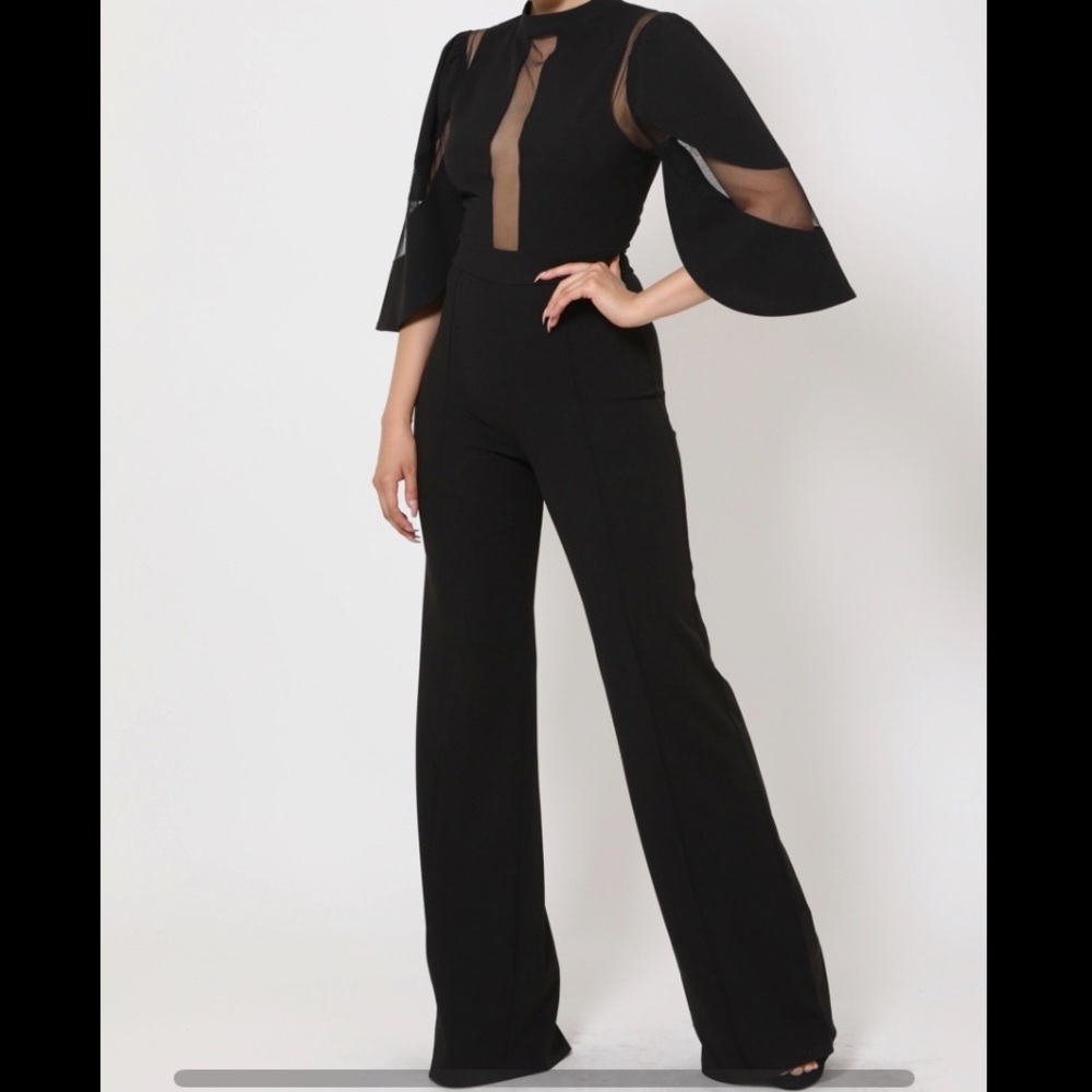 Black Mesh Jumpsuit